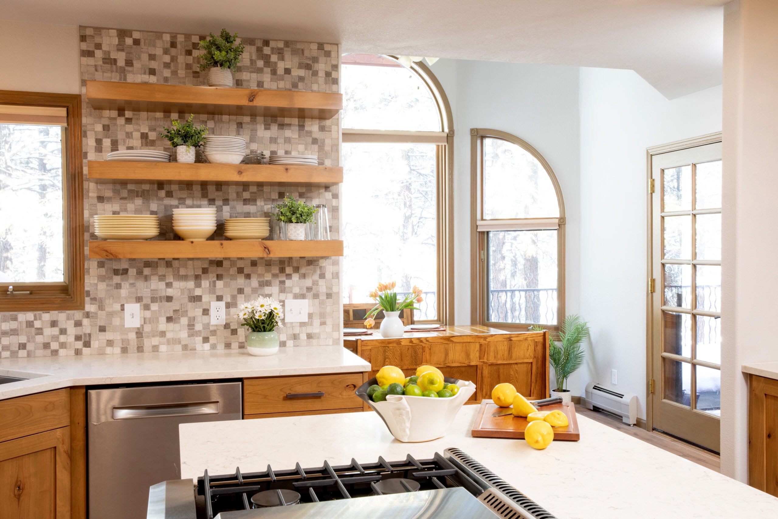 Iron King kitchen remodel with open shelves — Durango, CO