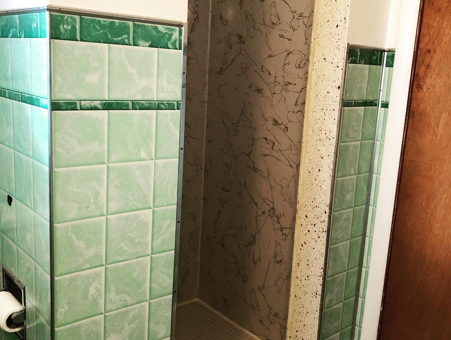 Before: outdated bathroom tile
