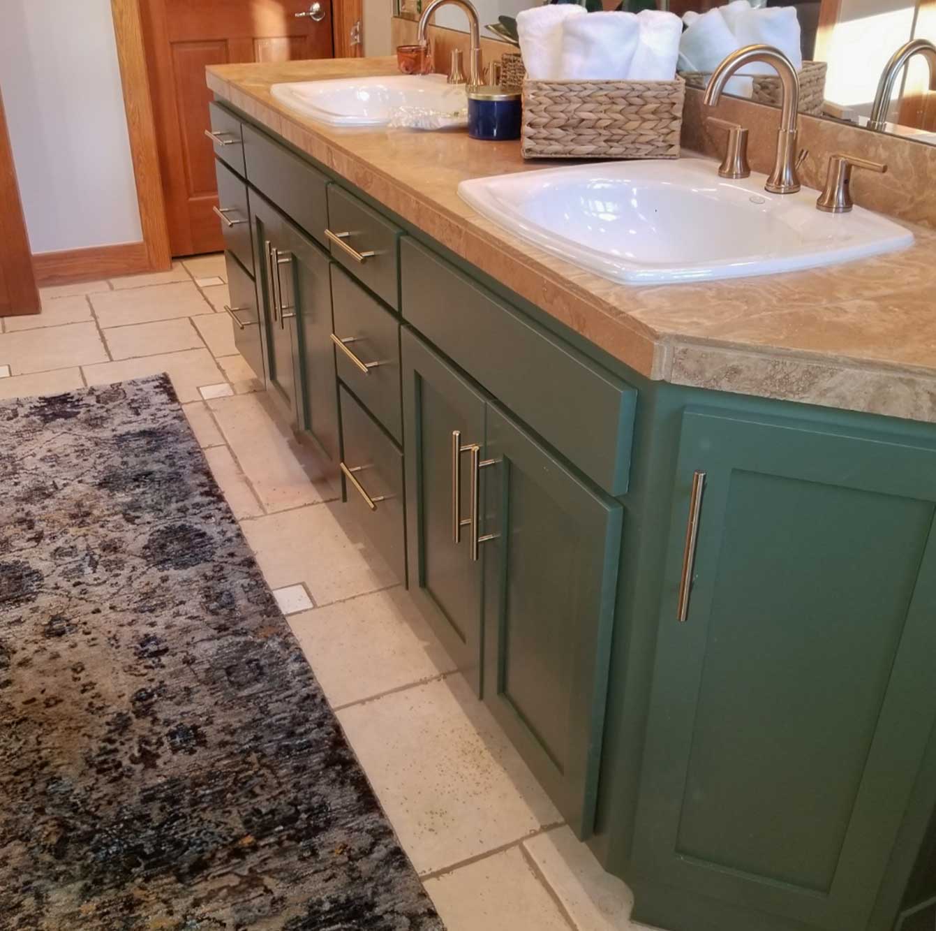 Blue Ridge custom cabinet with gold handles