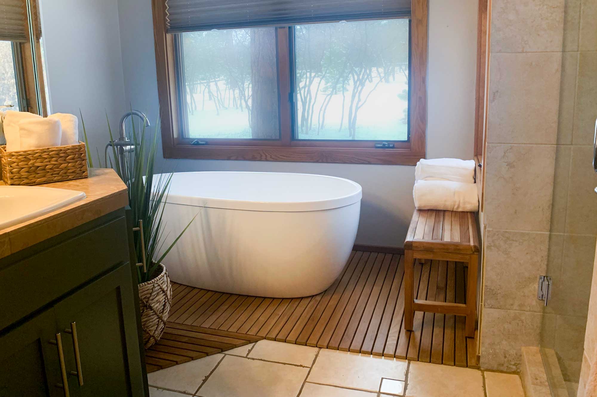Teak floor installation at Blue Ridge